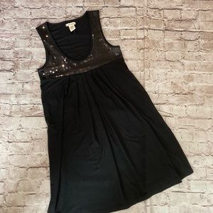 Love rocks baby doll black detailed sequence dress L